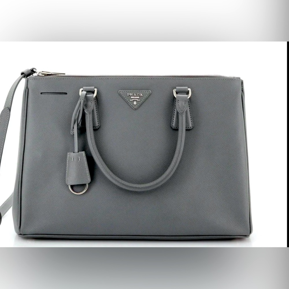 Prada grey saffiano medium galleria tote
